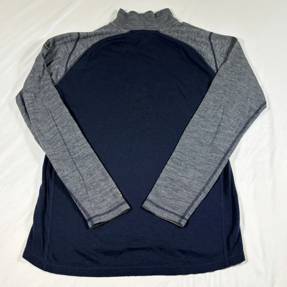 Smartwool 1/4 Zip Pullover Mens Large Blue Gray 100% Merino Wool SW0NP616